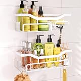 HapiRm Shower Caddy No Drill with 11 Hooks Stainless Steel White