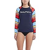 Nautica Women's Long Sleeve Rashguard – Quick-Dry, Sun Protection, Pool, Beach, Hiking, Yoga, Newport Stripe, Medium
