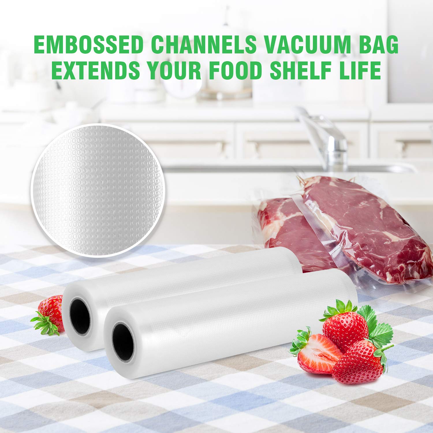 KOIOS Vacuum Sealer Machine, black + KOIOS Vacuum Sealer Bags for Food Vacuum Sealer Bags Rolls