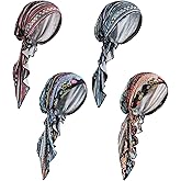 Halfchet 4 Pcs Chemo Headwear for Women Pre Tied Cancer Caps Cotton Head Scarf Turbans for Women Patients Gifts