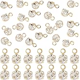 Beebeecraft 1 Box 50Pcs Rhinestone Charms 18K Gold Plated Lucky Birthstone April Charms for Earrings Necklace Anklet Bracelet Crafting DIY Jewelry Making Craft Accessories, Tiny 3.5mm/0.14in