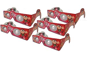 TRUSTY 3D CHRISTMAS 3D Christmas Glasses - 5 Pack - A Fun Christmas Experience! Turn Holiday Lights Into Magical Images. At Every Point Of Light See ELVES! Our USA MADE Holiday Specs Are Perfect For Festivities!