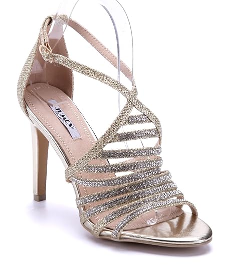 Schuhtempel24 Damen Schuhe Sandaletten Sandalen Stiletto Ziersteine 10 cm High Heels