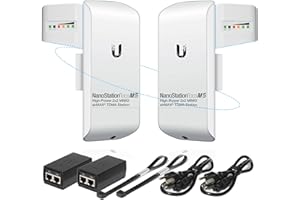Wireless Bridge Ubiquiti LOCOM5 PRE-CONFIGURED, Bundle of 2 Ubiquiti Nanostation LOCO M5, Point to Point Outdoor WiFi Bridge,