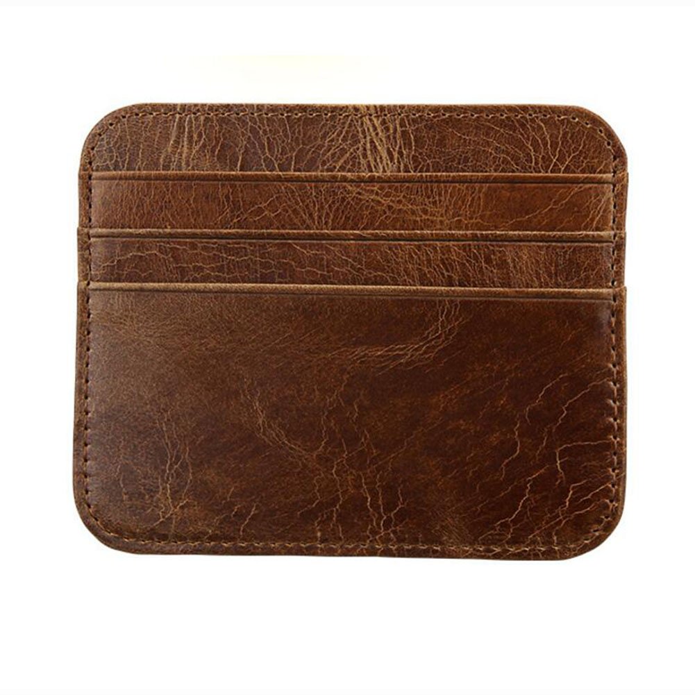 AprinCtempsD RFID Blocking Men's Slim Credit Card Holder Genuine Leather Mini Wallet Small Coin Pocket Purse Vintage Retro