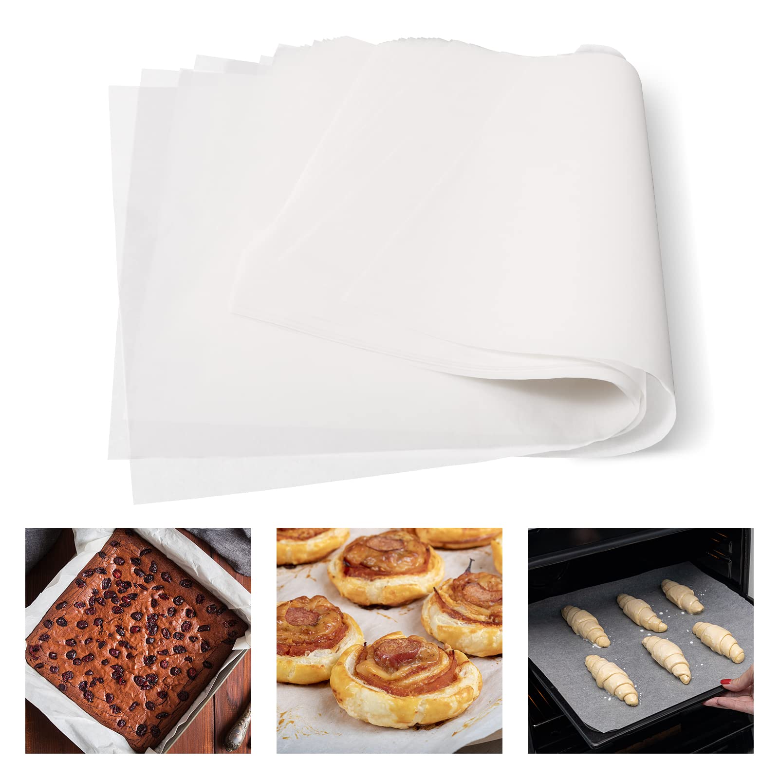 HaWare Large Baking Parchment Paper, 100 Pcs Precut White Greaseproof Paper Sheet for Steaming Cooking Grilling, Healthy& Non-Stick, 50x35 cm, Fit Oven Tray for Bread/Meat/Cookies