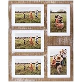 Great Lakes Memories GLM 4x6 or 5x7 Collage Picture Frames for Wall, Holds 5 Photos with Glass & Mat, 5x7 Picture Frame, Picture Frames Collage Wall Decor (Brown)
