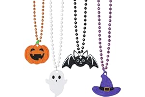 Huray Rayho 20PCS Halloween Necklaces Bead Necklaces for Halloween Party Favors Supplies Trick or Treat Gift Bag Filler Ghost Witch Hat Bat Pumpkin Necklaces Costume Accessories for Halloween Party