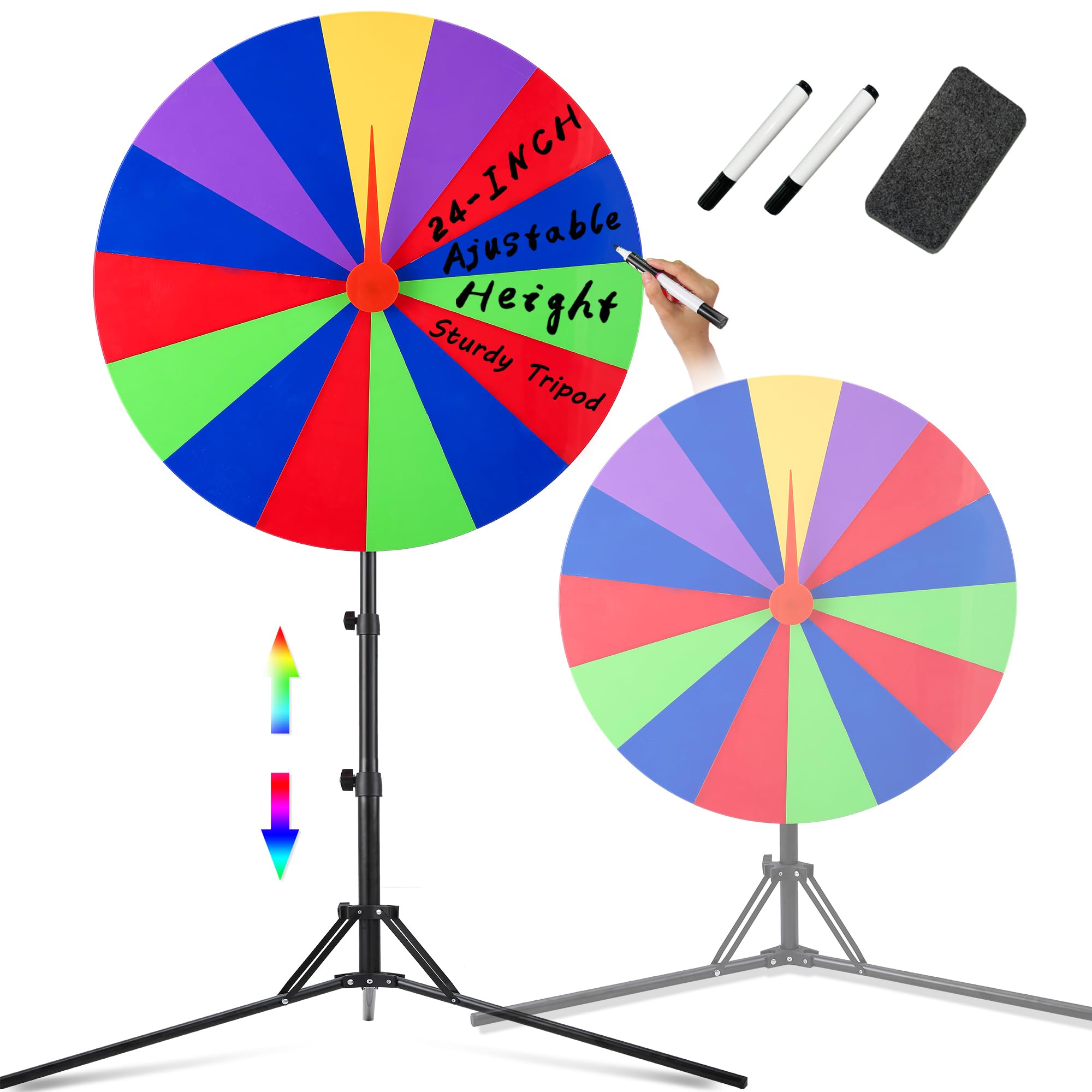 Photo 1 of *****NONFUNCTIONAL PARTS ONLY******
CORTATY 24 inch Spinning Prize Wheel with Stand, Heigh Adjusable 20''-71'' Spinning Wheel for Prizes, Wheel Spinner for Trade Shows, Carnivals, Fortune Spinning Game, 15 Slots (24 inch -Upgraded)