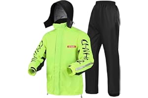 iCreek Motorcycle Rain Suit for Men and Women Waterproof Rain Gear Resistant Raincoat Outdoor Fashion with Hood