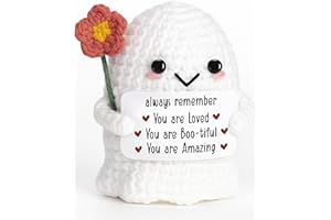 Frabaca You are Loved - Positive Crochet Ghost Handmade Plush with Affirmation Card Saying, Inspirational Emotion Support Spooky Items for Birthday, Halloween Boo Basket Christmas Stocking Stuffers