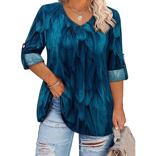 ブルレアbluelea Jacquard blouse / FREE SIZE Amrto Plus Size Shirts for Curvy Women Babydoll Tops Peasant