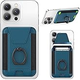 For Magsafe Wallet with Grip, 6-Card Holder, Stronger Magnetic Card Wallet Holder for iPhone 17/16/15, iPhone 14/13/12 Series, Leather Magnetic Phone Wallet with Privacy Flap, RFID Blocking, Blue