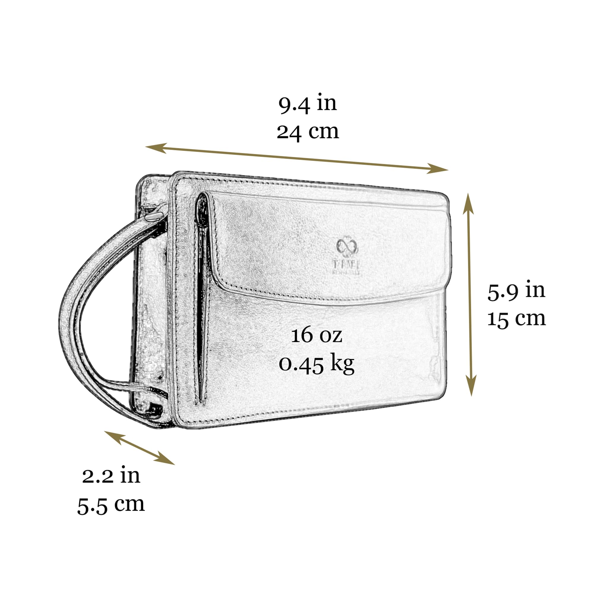 Time Resistance Leather Clutch for Men Organizer Wrist Bag Briefcase Handmade in Italy Gift Box Included