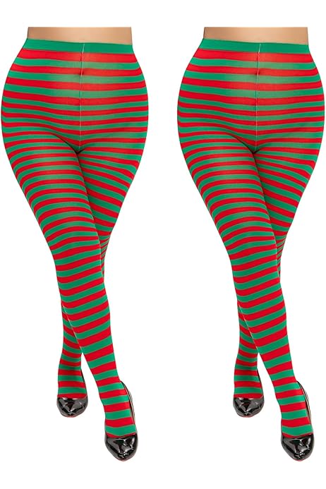 Horizontal Striped Green And Black Striped Tights Plus Size Opaque Tights,  Red Black, Striped – Smiffys