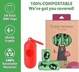 Nineaccy Biodegradable Dog Poo Bags with Holder 240 Large 9x13in Corn Starch view 2