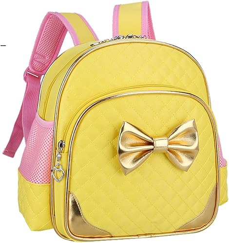 Amazon Peigeeキッズ子供用リュックお姫様防水軽量軽いリボン幼稚園保育園小学生リュックサックキッズバッグバックパックデイパックキッズバックかわいいおしゃれ多機能アウトドア子供子供女の子通学遠足 イエロー リュックサック