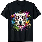 Sugar Skull Dog Dia De Los Muertos T-Shirt for Men Women