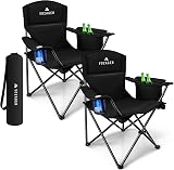 Voyager Folding Camping Chairs 2 Pack with Cooler Bag Portable 600D