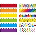 240 Pcs 236ft Holiday Bulletin Board Borders Colorful Rainbow Scalloped Border Trim Bulk Bulletin Decor for Classroom Back to School Decor(Fresh Style)