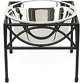 Regal Single Bowl Raised Feeder - Elevated Feeding Station - Metal, Wrought Iron Dog Bowl, Best Single Diner, Pet Bowl for Small, Medium, Large and XL Dogs - NMN Designs (Small - 5"" Tall), Black