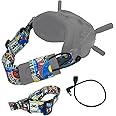 RAWECUD Adjustable Head Strap and Power Cable 30CM for DJI FPV Goggles V2, Power Charging Cable Replacement and Headband Strap with Battery Pocket for DJI FPV Combo (Not for Avata Goggles 2).