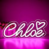 ATTNEON Large Chloe Name Neon Sign for Wall Decor,LED Chloe Name Neon Light for Kids Bedroom,Chloe Birthday Party Decoration,Neon Sign Customizable,Choice for Girl,Size 13.4 * 5.9 inches(JTLD090)