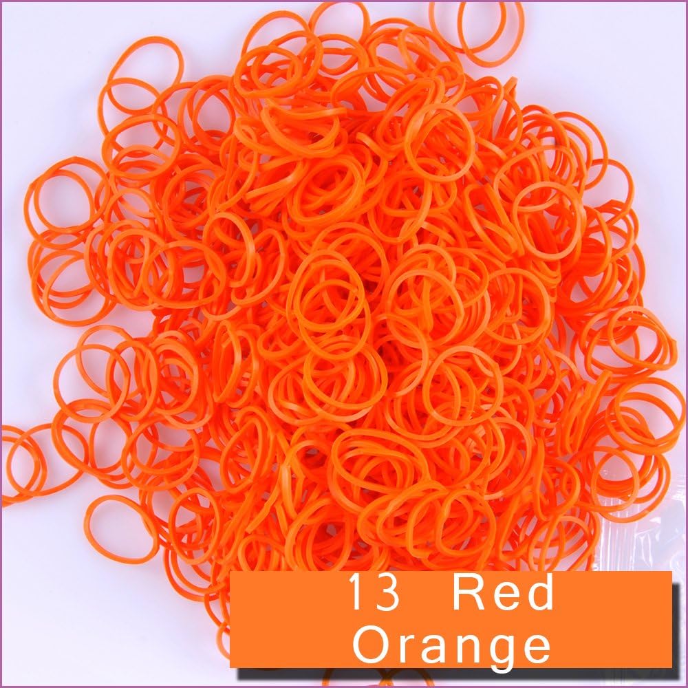 Kirinstores (TM) 600 PCS 24 Clips Bands Refills for Loom Rainbow Bracelet Dress Making (13 Red Orange)