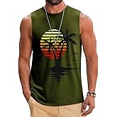 Babioboa Men's Hawaiian Tank Tops Tropical Funky Floral Beach Sleeveless Round Neck T-Shirt Breathable Aloha Tee Summer