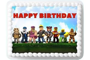 BELLETOP Cake Topper Edible Roblo 8.5x11 inch Gamers Happy Birthday Cake