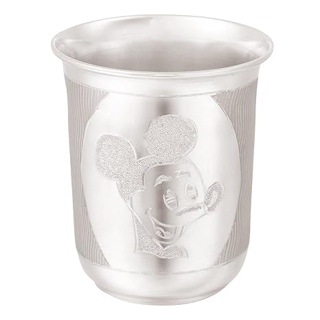 Osasbazaar Sterling Silver Baby Glass - Mickey Mouse Design - 90%-92.5% Pure BIS Hallmarked