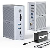 TobenONE USB C Laptop Docking Station 3 Monitors, Triple 4K DisplayLink | 120W Power Adapter, 3X HDMI, 5X USB, Gigabit Etherne, for MacBook M1-M5/Windows Owners,Professional Multitasking,Home Office