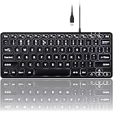 Perixx PERIBOARD-332 Wired Backlit USB Keyboard - Mini 11.22x4.57x0.83 Inches - Slim Scissor Keys with Big Font - White Illuminated LED - US English