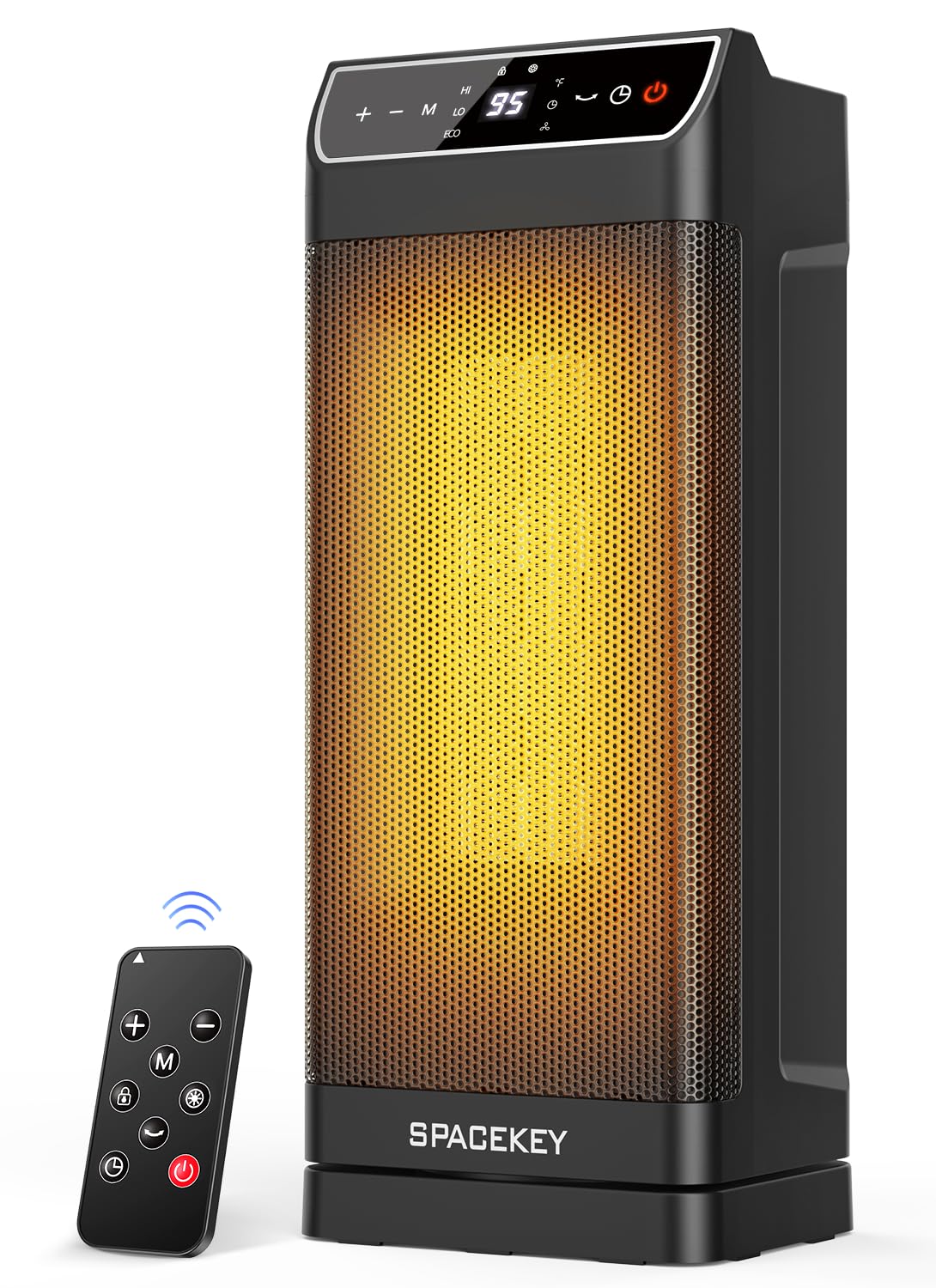 Photo 1 of Space Heater, Electric Heaters for Indoor Use with Thermostat, Remote, 1-12H Timer, 70°Oscillation and Overheat Protection, 1500W PTC Ceramic Fast Safety Heat, Portable Heater for Office (Black)