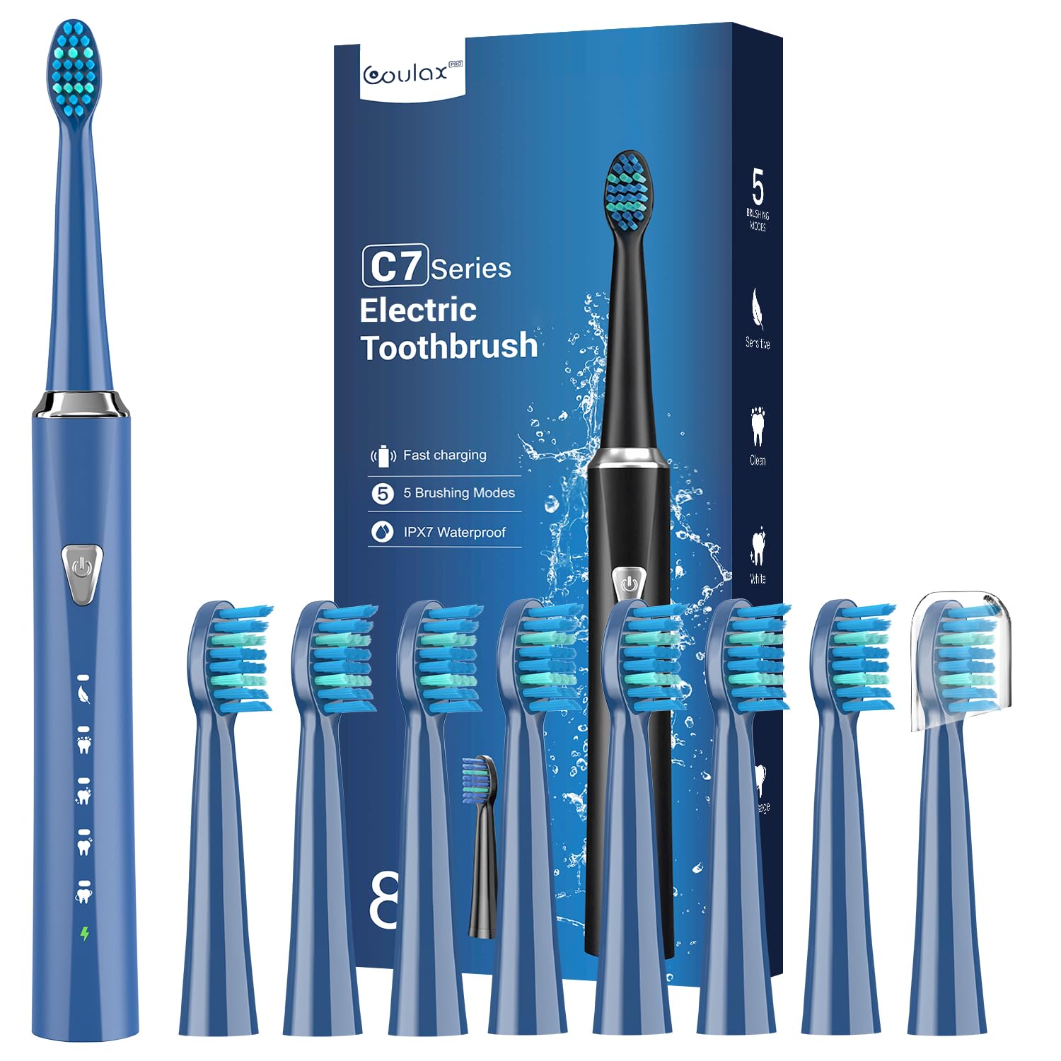 Electric Toothbrush for Adults and Kids - Rechargeable Electric Toothbrush with 8 Duponts Heads, 5 Modes and 2 Minutes Timer, 3 Hours Fast Charge for 120 Days