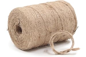 GOLDEN COCK 2mm - 600FT Natural Jute Twine Rope String - for Crafts Gardening Plant Accessories Gift Wrapping, Arts Packing Material Christmas Twine Bulk Wedding Decor