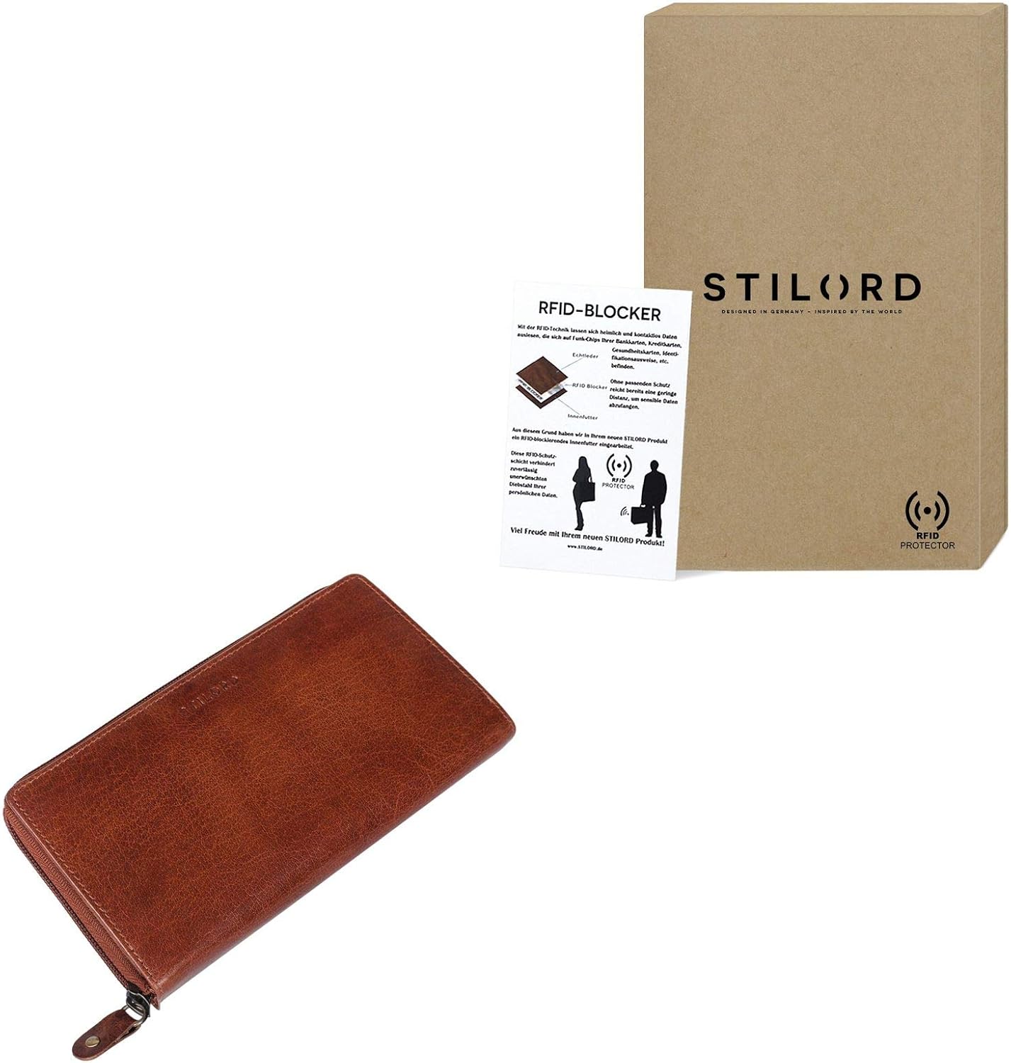 Marron Stilord Dana Porte Monnaie Pour Femme Cuir Vintage Anti Rfid Portefeuille Bourse Grand Etui Pour Carte De Credit Monnaie Piece Didentite Couleur Amandes Portefeuilles Bagages