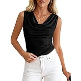 BTFBM Cowl Neck Tank Tops for Women 2026 Spring Summer Sleeveless Dressy Blouses Business Casual Outfits Going Out Top