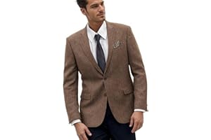 PYIUHS Retro Herringbone Mens Suit Jackets Tweed Slim Fit Sport Coats Prom Business Blazer Casual Men Tux Jacket Wedding Blazers