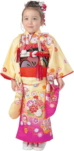 Amazon 京都室町st 七五三 3歳 着物 セット女の子 R K リョウコ キクチ ブランド 女の子 三つ身着物 小寸結び帯フルセットrk3a 33ful 着物 浴衣 通販