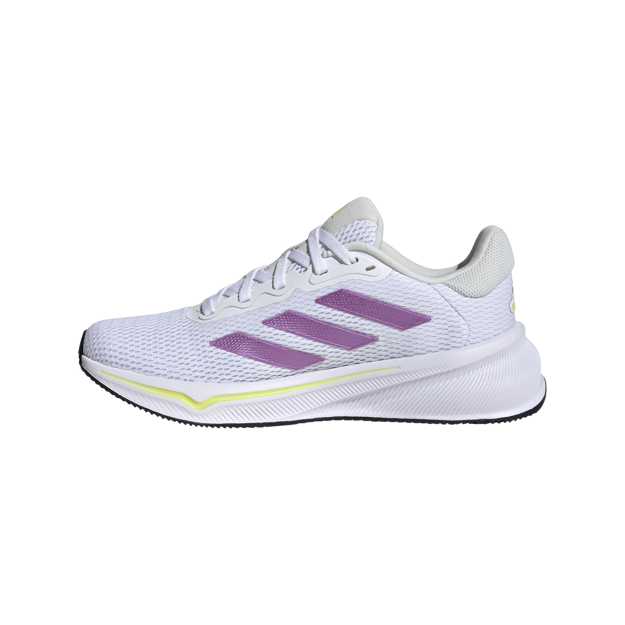 Photo 1 of ***POSSIBLY RUNS SMALL*** adidas Womens Response Running, White/Purple Burst/Pulse Lime, 7