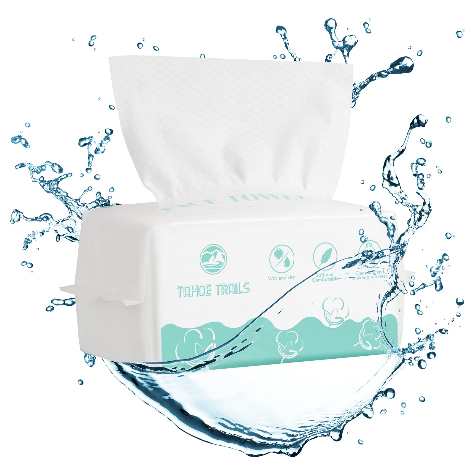 Tahoe Trails Disposable Face Towel, Soft Dry Wipe, Lint Free, Dry Wet Use for Sensitive Skin, Facial Cleansing, Makeup Removing, Surface Cleaning 5.91 * 7.87inch