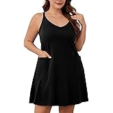COOTRY Women's Plus Size Athletic Dress Summer Tennis Workout Mini Romper Dress Vacation Beach Outfits Built in Shorts