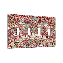William Morris Strawberry Thief Botanical Red Green