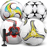 Tradder 4 Pack Soccer Ball with Pump Size 3 4 5 Deflated Soccer Ball for Outdoor Indoor League Game Sport Practice Training Gift for Kid Youth Teen Adult Back to School