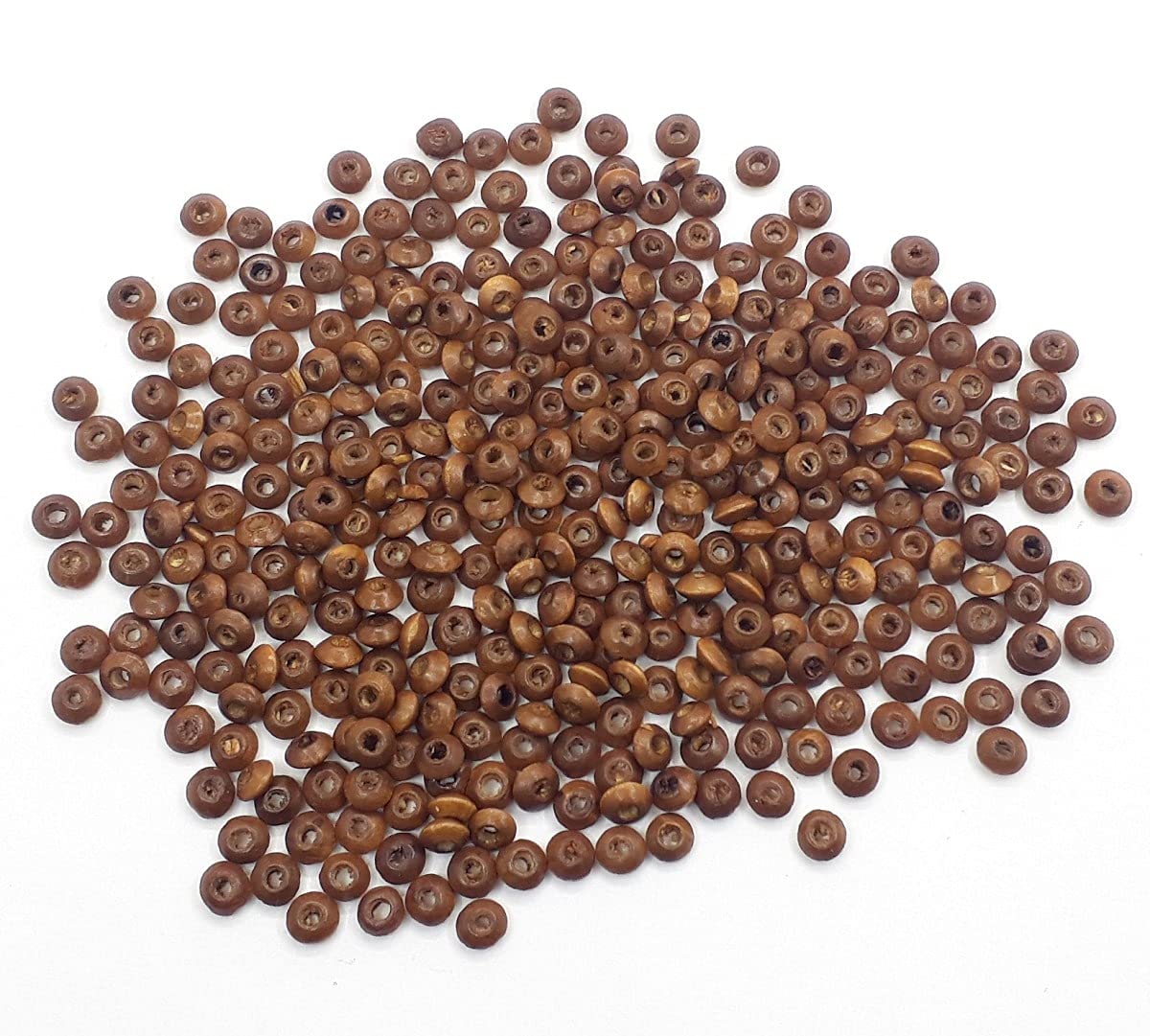 Perlin 1200 Pieces 5x3 mm Rondell Dark Brown Mini Spacer Wooden Beads for DIY Jewellery Making