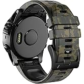 ANCOOL Compatible with Fenix 7X Bands,26mm Silicone Watchbands Replacement for Fenix 5X/Fenix 5X Plus/Fenix 6X/Fenix 6X Pro/Tactix Delta/Descent Mk2i Smartwatches(Camouflage Green)