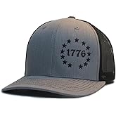 1776 Betsy Ross 13 Colonies 2A Heather/Black hat Cap Trucker Mesh Snapback