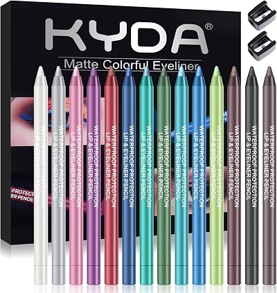Ownest 14 Colors Eye Shadows Eyeliner Set Metal/Matte Waterproof Pencil 14 Color