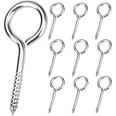 Aovchei Eye Screws, 9 Pcs 2.5 inches 304 Heavy Duty Stainless Steel Screw Hooks, Rust-Resistant Self Tapping Eyelet Bolts for Wood, Securing Cables Wires, Indoor & Outdoor for Hanging Artwork